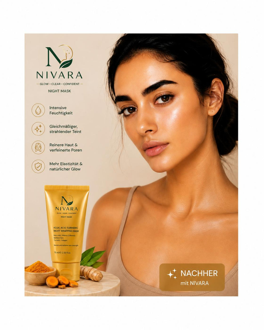 NIVARA Kojisäure & Kurkuma Night Wrapping Mask